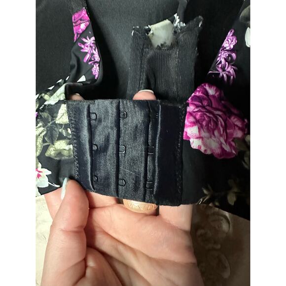 Torrid Curve Floral Black Pink Underwire Lace Padded Push Up Bra Size 40DD - Picture 5 of 5